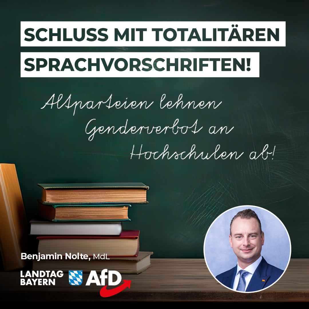 Benjamin Nolte: Schluss mit totalitären Sprachvorschriften! – Altparteien lehnen Genderverbot an Hochschulen ab 1 Altparteien lehnen Genderverbot an Hochschulen ab