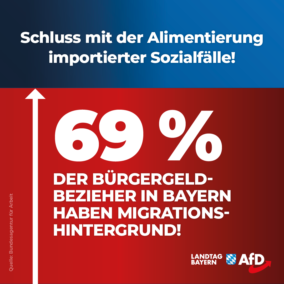 Schluss mit der Alimentierung importierter Sozialfälle – In Bayern haben 69 Prozent der Bürgergeld-Bezieher einen Migrationshintergrund 1 20240521 2 Buergergeld