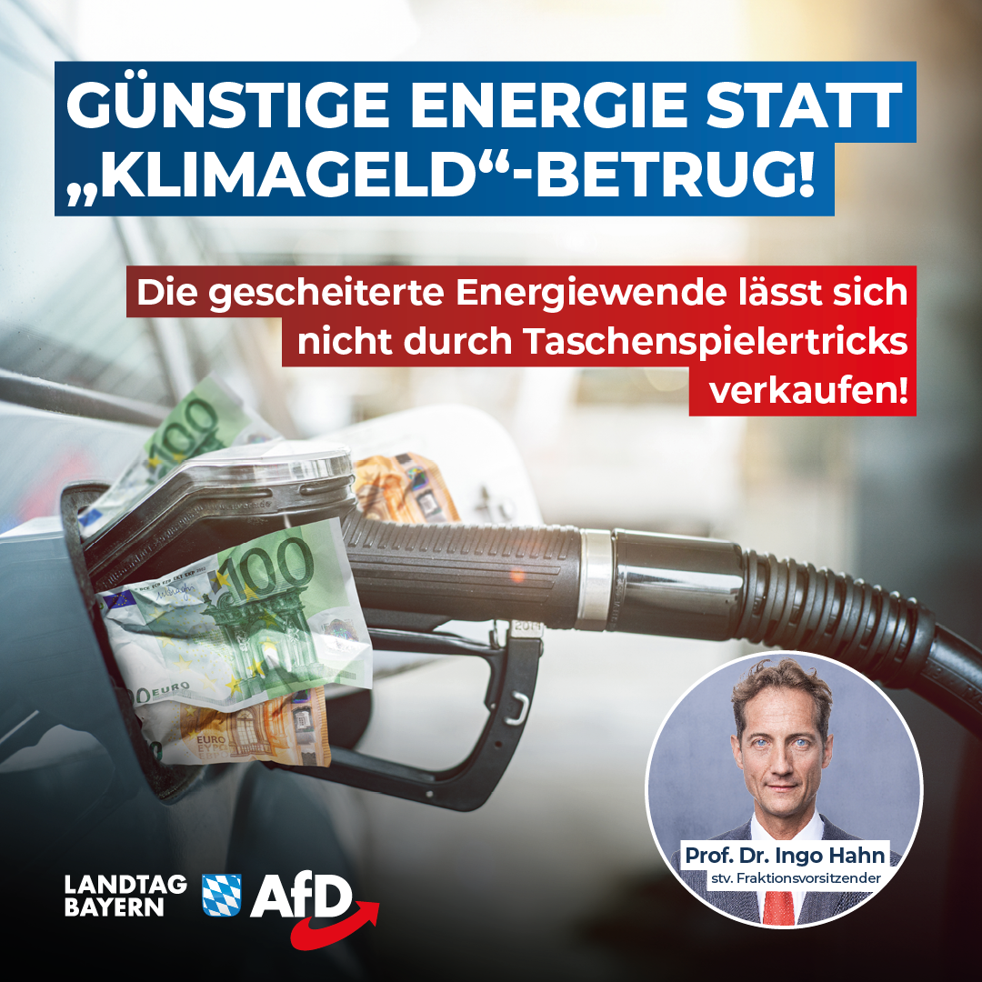 Ingo Hahn: Günstige Energie statt „Klimageld“-Betrug! – Die gescheiterte Energiewende lässt sich nicht durch Taschenspielertricks verkaufen 1 20240527 3 Hahn Energie Klimageld Betrug