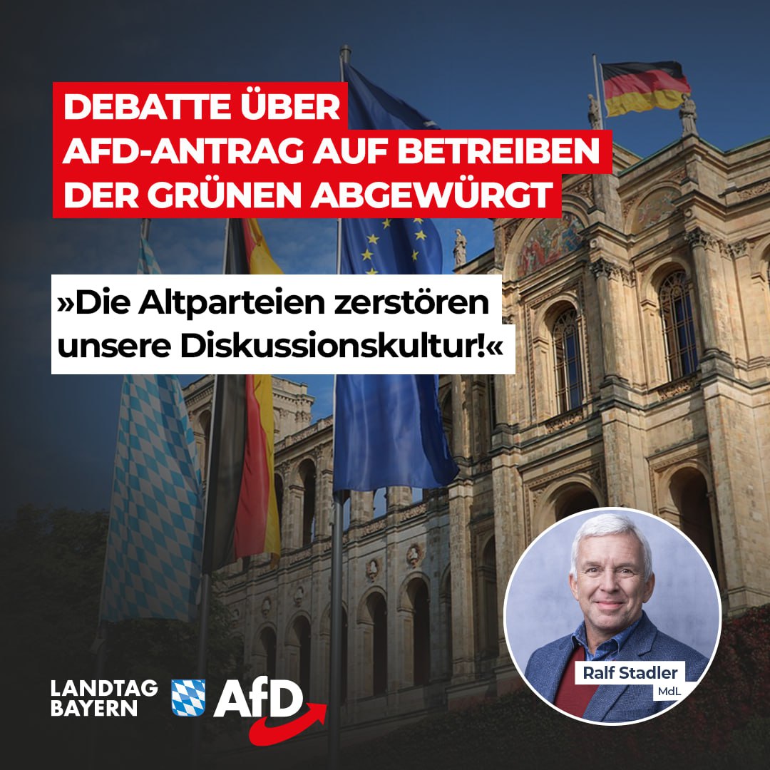 Ralf Stadler: Debatte über AfD-Antrag auf Betreiben der Grünen abgewürgt – Die Altparteien zerstören unsere Diskussionskultur! 1 Debatte von Gruenen abgewuergt