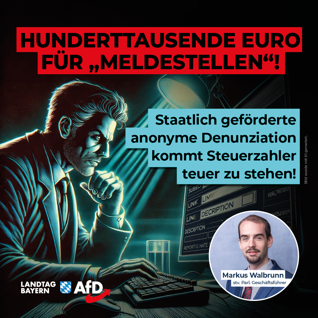 Markus Walbrunn: Hunderttausende Euro für „Meldestellen“ – Staatlich geförderte anonyme Denunziation kommt Steuerzahler teuer zu stehen! 1 20240822 Walbrunn Meinungsdelikte
