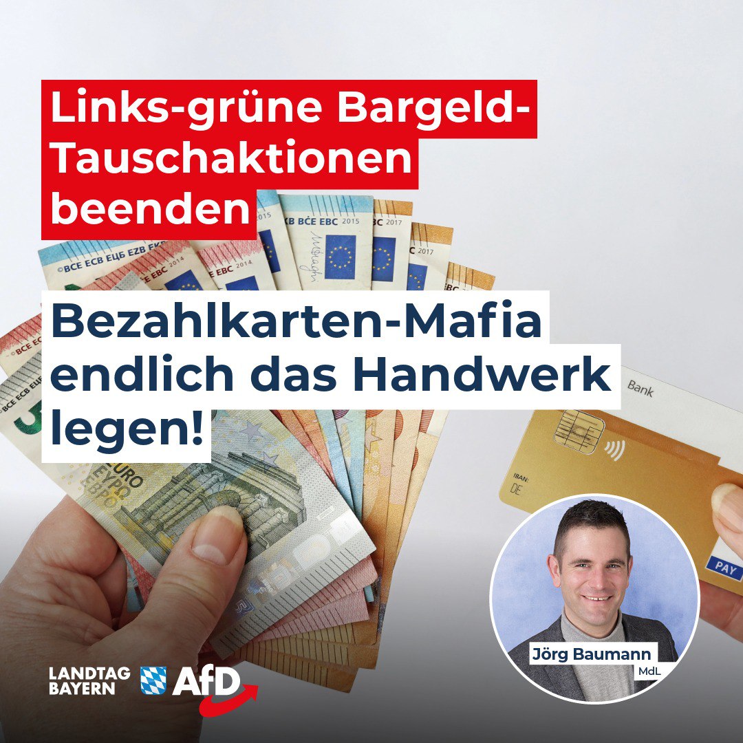 Jörg Baumann: Links-grüne Bargeld-Tauschaktionen endlich beenden – Der Bezahlkarten-Mafia muss das Handwerk gelegt werden 1 20241113 Baumann Bezahlkarten Mafia